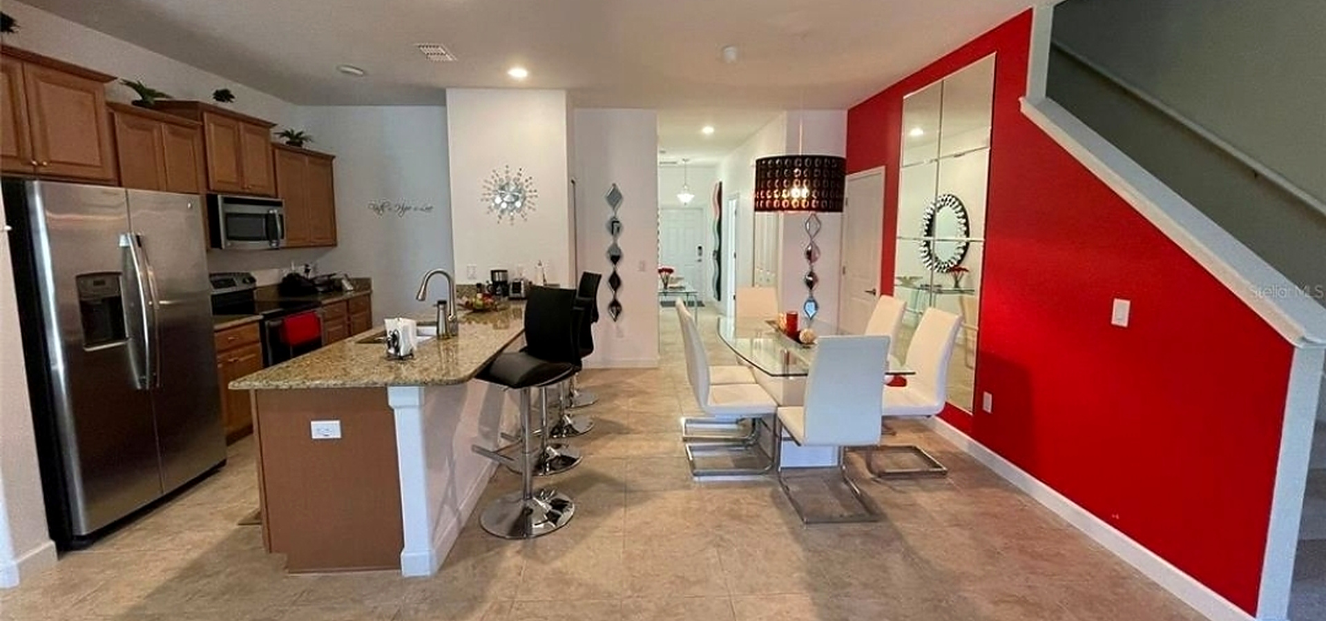 Guest-ready kitchen and dining area prepared for hospitality stays